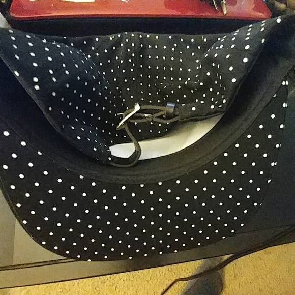 Black Hat w/white Polka Dots All-Over - Picture 3 of 5